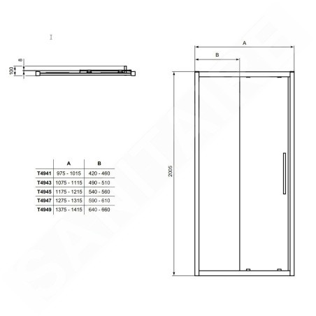 Ideal Standard i.Life - Porte de douche coulissante, deux battants, 1100 mm, silver bright / verre clair T4943EO
