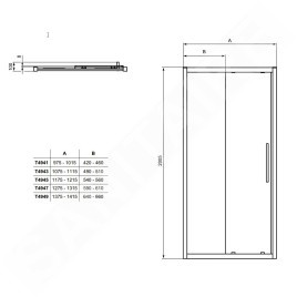 Ideal Standard i.Life - Porte de douche coulissante, deux battants, 1400 mm, silver bright / verre clair T4949EO