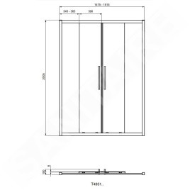 Ideal Standard i.Life - Porte de douche coulissante, quatre battants, 1500 mm, silver bright / verre clair T4951EO