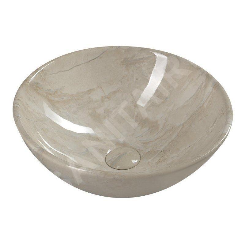 Sapho Dalma - Vasque à poser, diamètre 420 mm, sans trop-plein, sans trou pour robinetterie, marfil MM127 Sapho Dalma - Vasque à poser, diamètre 420 mm, sans trop-plein, sans trou pour robinetterie, marfil MM127