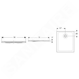Geberit Nemea - Receveur de douche 900x750 mm, antidérapant, blanc mat 550.592.00.1
