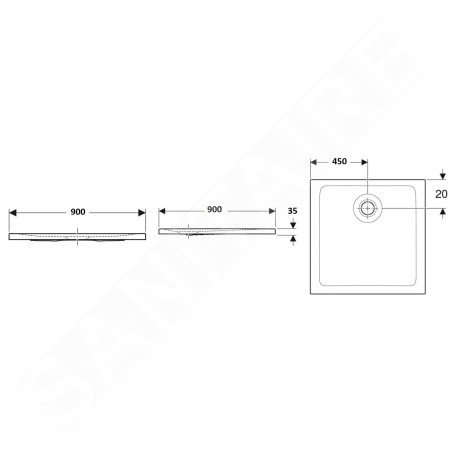 Geberit Nemea - Receveur de douche 900x900 mm, antidérapant, blanc mat 550.591.00.1