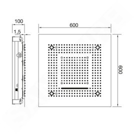 Steinberg 390 - Douche de tête, 600x600 mm, 3 jets, éclairage LED, acier 390 6620