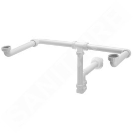 Bruckner Accessoires - Siphon de lavabo Mosquito pour double lavabo, 1 1/4, vidage 40 mm, blanc 151.130.0