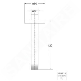 Steinberg 100 - Bras de douche au plafond, 120 mm, or rose 100 1571 RG