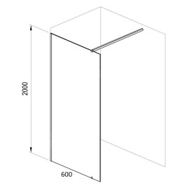 Ravak Walk-In - Paroi de douche Walk-in Wall, 600x2000 mm, aluminium brillant/verre transparent GW9W00C00Z1
