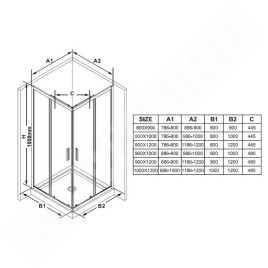 Ravak Blix Slim - Porte de douche, 800x1950 mm, noir/verre clair X1XM40300Z1