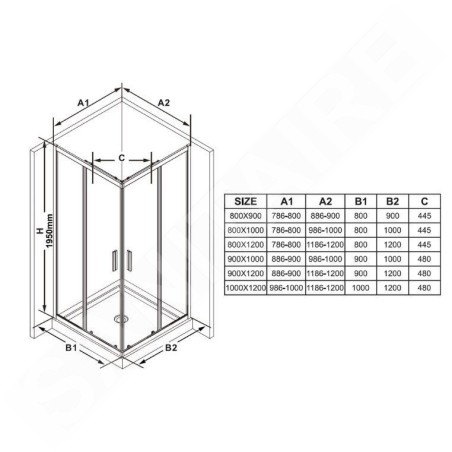 Ravak Blix Slim - Porte de douche, 1200x1950 mm, noir/verre transparent X1XMG0300Z1