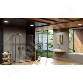 Ravak Blix Slim - Porte de douche, 1200x1950 mm, noir/verre transparent X1XMG0300Z1