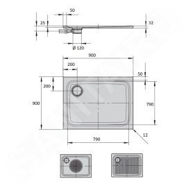 Kaldewei Avantgarde - Receveur de douche Superplan Plus 475-5, 900x900 mm, avec support en polystyrène, blanc alpin 470047980001