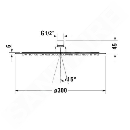 Duravit Douches - Douche de tête, diamètre 300 mm, chrome UV0660020010