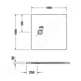 Duravit Sustano - Receveur de douche 1000x1000 mm, DuraSolid, gris foncé mat 720275650000000