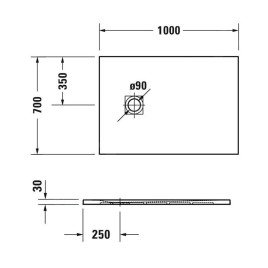 Duravit Sustano - Receveur de douche, 1000x700 mm, DuraSolid, beige mat 720272640000000