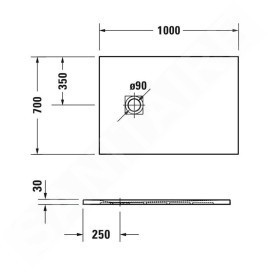 Duravit Sustano - Receveur de douche 1000x700 mm, DuraSolid, crème matte 720272620000000