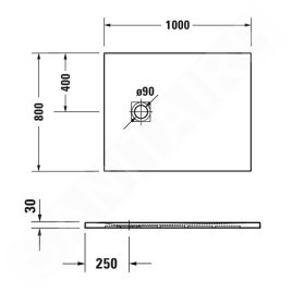 Duravit Sustano - Receveur de douche 1000x800 mm, DuraSolid, gris foncé mat 720273650000000