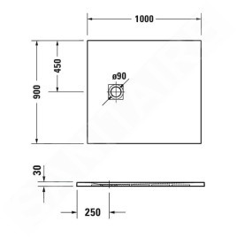 Duravit Sustano - Receveur de douche 1000x900 mm, DuraSolid, gris foncé mat 720274650000000