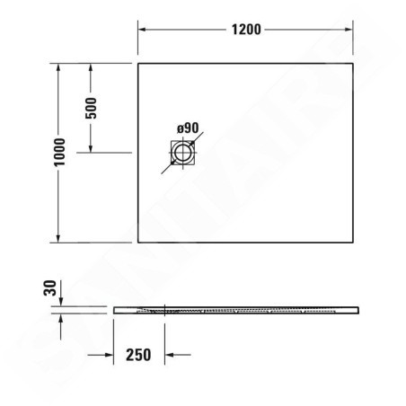 Duravit Sustano - Receveur de douche 1200x1000 mm, DuraSolid, crème matte 720278620000000