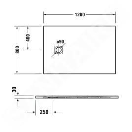 Duravit Sustano - Receveur de douche 1200x800 mm, DuraSolid, gris foncé mat 720276650000000