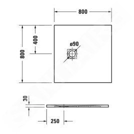 Duravit Sustano - Receveur de douche 800x800 mm, DuraSolid, blanc brillant 720269730000000