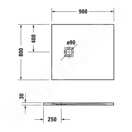 Duravit Sustano - Receveur de douche 900x800 mm, DuraSolid, crème matte 720270620000000