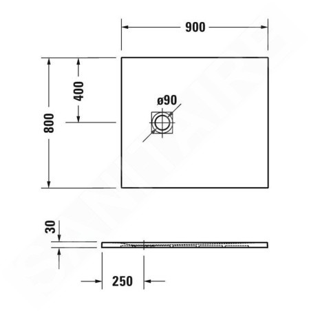 Duravit Sustano - Receveur de douche 900x800 mm, DuraSolid, gris mat 720270630000000