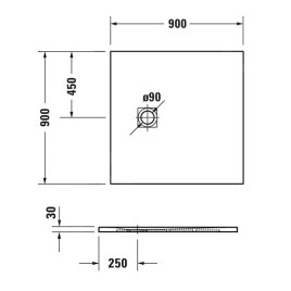 Duravit Sustano - Receveur de douche 900x900 mm, DuraSolid, gris foncé mat 720271650000000