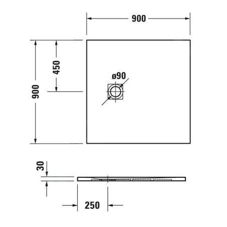 Duravit Sustano - Receveur de douche 900x900 mm, DuraSolid, gris foncé mat 720271650000000