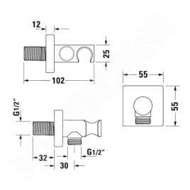 Duravit Accessoires - Coude de raccordement avec support, chrome UV0630010010