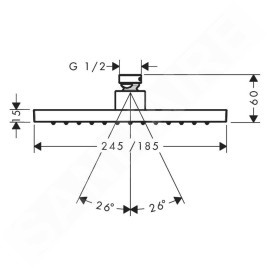 Axor Programme de douche - Douche de tête, 245/185 mm, 1 jet, EcoSmart+, chrome 35387000