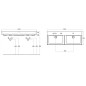 Sapho Kare - Double-lavabo 1200x455 mm, avec trop-plein, 2 trous pour robinet, blanc 17120