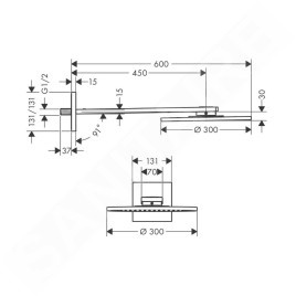 Axor Programme de douche - Douche de tête 300 mm avec connexion, 2 jets, noir mat 35303670