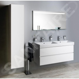 Sapho Kare - Double-lavabo 1200x455 mm, avec trop-plein, 2 trous pour robinet, blanc 17120