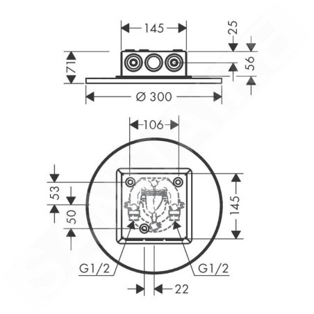 Axor Programme de douche - Douche de tête 300 mm, 2 jets, noir mat 35305670