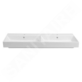 Sapho Kare - Double-lavabo 1200x455 mm, avec trop-plein, 2 trous pour robinet, blanc 17120