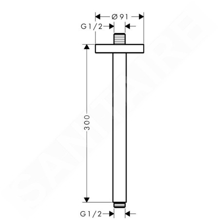 Axor Programme de douche - Bras de douche de plafond, 300 mm, chrome 26433000