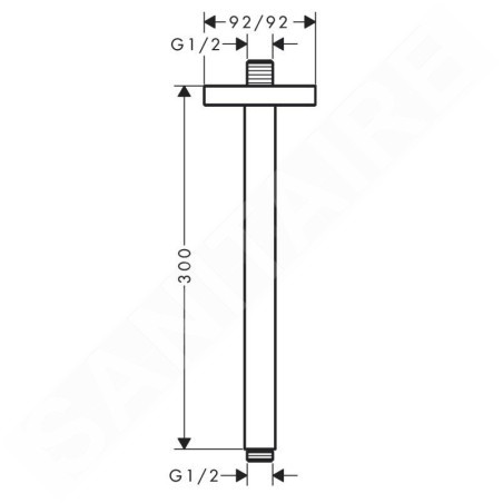 Axor Programme de douche - Bras de douche de plafond, 300 mm, chrome 26966000