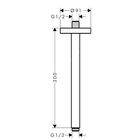Axor Programme de douche - Bras de douche de plafond, 300 mm, chrome noir brossé 26433340