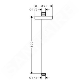 Axor Programme de douche - Bras de douche de plafond, 300 mm, noir mat 26433670