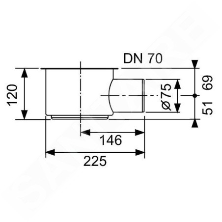Tece Accessoires - Siphon pour caniveau de sol max, évacuation latérale DN70 650002