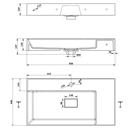 Sapho Godiva - Lavabo 830x440 mm, sans trop-plein, trou pour robinetterie, blanc GU083L