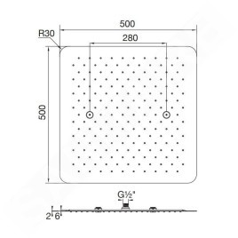 Steinberg 390 - Douche de tête, 500x500mm, inox poli 390 5502
