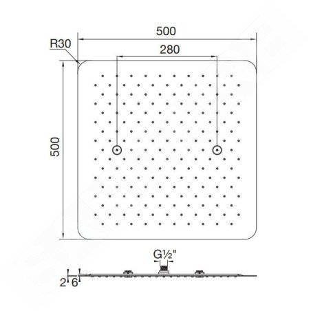 Steinberg 390 - Douche de tête, 500x500mm, inox poli 390 5502
