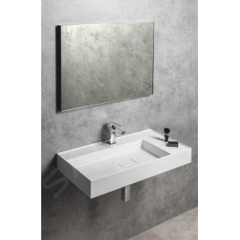 Sapho Godiva - Lavabo 830x440 mm, sans trop-plein, trou pour robinetterie, blanc GU083L