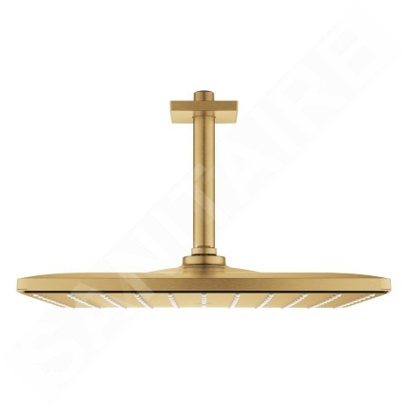 Grohe Rainshower - Douche de tête 310 Mono Cube 9,5l/min, avec bras de douche au plafond, Cool Sunrise brossé 26566GN0