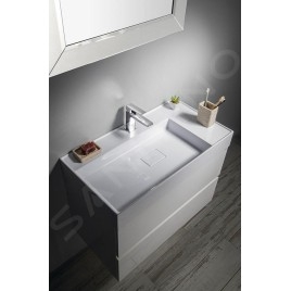 Sapho Godiva - Lavabo 830x440 mm, sans trop-plein, trou pour robinetterie, blanc GU083L