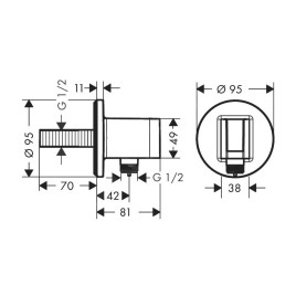 Axor Programme de douche - Coude de raccordement de douche avec support, noir mat 36733670