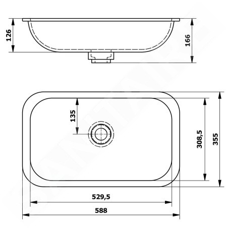 Sapho Lavabos - Lavabo Impala 590x360 mm, sans trou pour robinet, blanc mat IM540