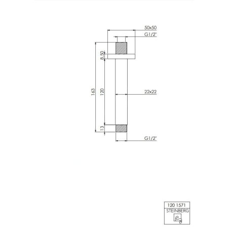 Steinberg 120 - Bras de douche de plafond, 120 mm, chrome 120 1571