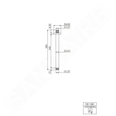 Steinberg 120 - Bras de douche de plafond, 240 mm, chrome 120 1581