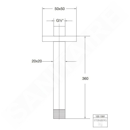 Steinberg 120 - Bras de douche de plafond, 360 mm, chrome 120 1591